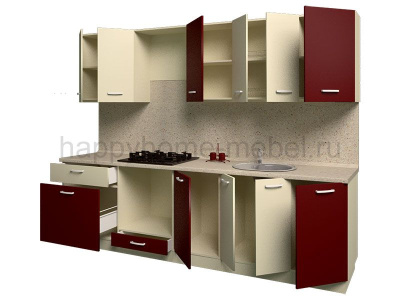 ГОТОВАЯ ПРЯМАЯ КУХНЯ СOLOR WOOD 4 2800 (ВЫБОР ЦВЕТА)