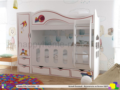 ДВУХЪЯРУСНАЯ КРОВАТЬ HAPPY KIDS SOUL BABY-19 180Х80