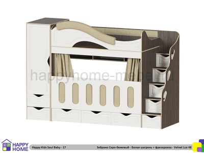 ДВУХЪЯРУСНАЯ КРОВАТЬ HAPPY KIDS SOUL BABY-17 МДФ 180Х80