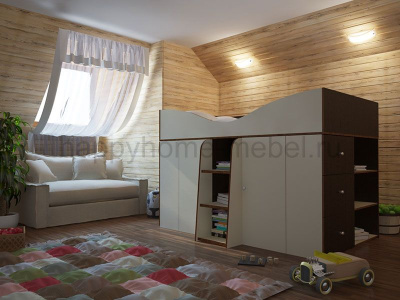 НИЗКАЯ ДВУСПАЛЬНАЯ КРОВАТЬ-ЧЕРДАК ОРБИТА ЛЕТО 1