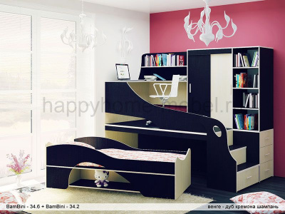 ПОДИУМНЫЙ КОМПЛЕКС BAMBINI 34.6 + КРОВАТЬ BAMBINI 34.2