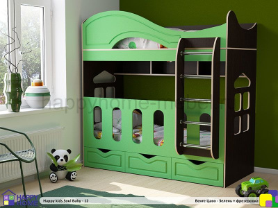 ДВУХЪЯРУСНАЯ КРОВАТЬ HAPPY KIDS SOUL BABY-12 МДФ 180Х80