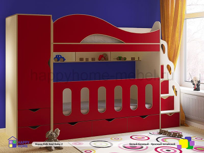 ДВУХЪЯРУСНАЯ КРОВАТЬ HAPPY KIDS SOUL BABY-2 160Х70