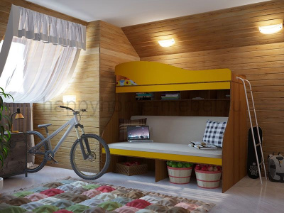 ДВУХЪЯРУСНАЯ КРОВАТЬ С ДИВАНОМ ОРБИТА ЛЕТО 7М