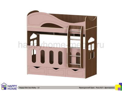 ДВУХЪЯРУСНАЯ КРОВАТЬ HAPPY KIDS SOUL BABY-12 МДФ 180Х80