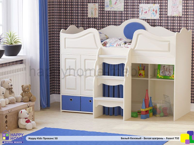 ДЕТСКАЯ КРОВАТЬ-ЧЕРДАК 160 Х 70 HAPPY KIDS ПРОВАНС 50