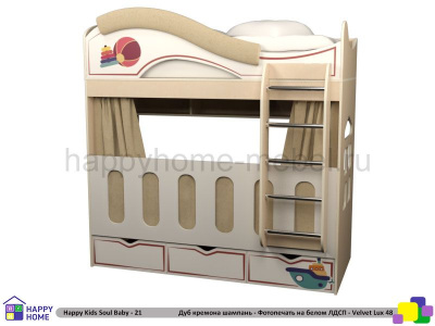 ДВУХЪЯРУСНАЯ КРОВАТЬ HAPPY KIDS SOUL BABY-21 180Х80