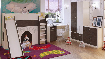 КРОВАТЬ-ЧЕРДАК С ГОРКОЙ ОРБИТА 20 + СТОЛ + ШКАФ + КОМОД