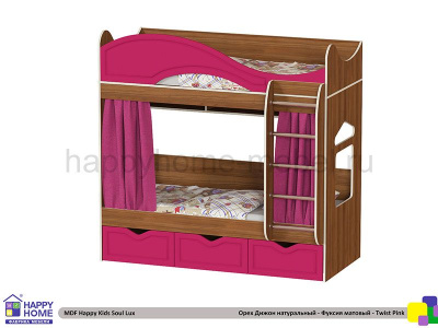 ДВУХЪЯРУСНАЯ КРОВАТЬ HAPPY KIDS SOUL LUX МДФ 170Х80 СМ