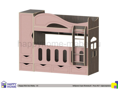 ДВУХЪЯРУСНАЯ КРОВАТЬ HAPPY KIDS SOUL BABY-13 МДФ 170Х80