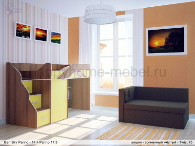НИЗКАЯ ДВУХЪЯРУСНАЯ КРОВАТЬ С ДИВАНОМ BAMBINI PANNO 14.11.3