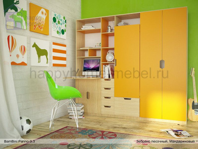 ШКАФ-СТЕЛЛАЖ BAMBINI PANNO 9.3 (С РАБОЧИМ МЕСТОМ И ОТКИДНОЙ КРОВАТЬЮ)