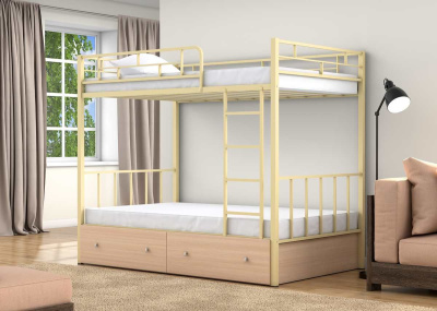 ДВУХЪЯРУСНАЯ МЕТАЛЛИЧЕСКАЯ КРОВАТЬ ВАЛЕНСИЯ 120 С ЯЩИКАМИ