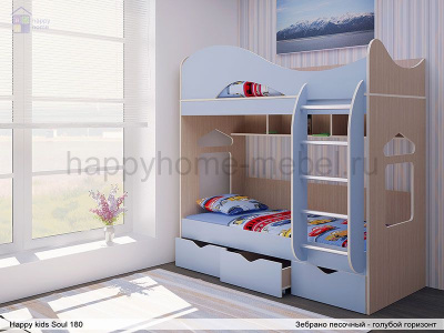 ДВУХЪЯРУСНАЯ КРОВАТЬ HAPPY KIDS SOUL 180Х80 СМ