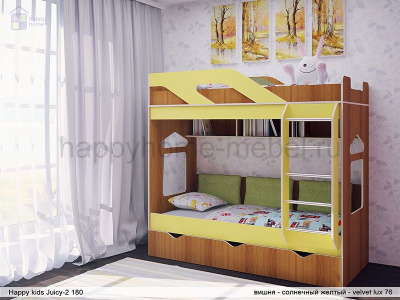 ДВУХЪЯРУСНАЯ КРОВАТЬ HAPPY KIDS JUICY-2 (ДЖУСИ-2) 180Х80 СМ