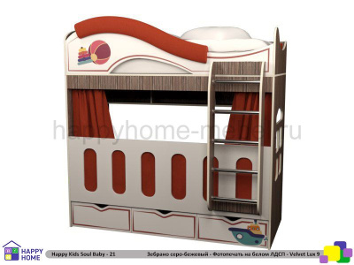 ДВУХЪЯРУСНАЯ КРОВАТЬ HAPPY KIDS SOUL BABY-21 180Х80