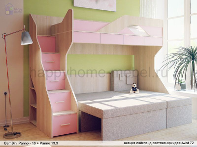 ДВУХЪЯРУСНАЯ КРОВАТЬ С УГЛОВЫМ ДИВАНОМ BAMBINI PANNO 16.13.3