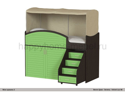 ДЕТСКАЯ КРОВАТЬ-ЧЕРДАК 160 Х 70 МОЯ КРОВАТЬ - 5 (С БАЛДАХИНОМ)