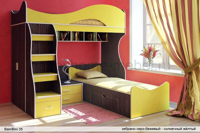 УГЛОВАЯ ДВУХЪЯРУСНАЯ КРОВАТЬ BAMBINI 35