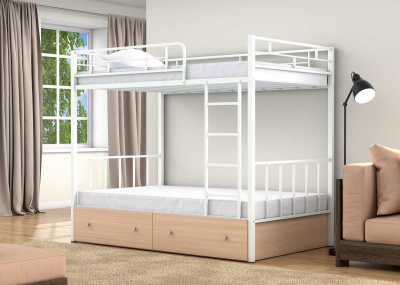 ДВУХЪЯРУСНАЯ МЕТАЛЛИЧЕСКАЯ КРОВАТЬ ВАЛЕНСИЯ 120 С ЯЩИКАМИ