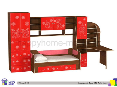 ДЕТСКАЯ СТЕНКА С РАЗДВИЖНОЙ КРОВАТЬЮ ТРИУМФ -3 (ПОЛНАЯ КОМПЛЕКТАЦИЯ)