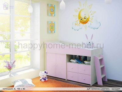 КРОВАТЬ-ЧЕРДАК РАДУГА СОЛНЫШКО 2L