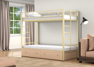 ДВУХЪЯРУСНАЯ МЕТАЛЛИЧЕСКАЯ КРОВАТЬ ВАЛЕНСИЯ ТВИСТ С ЯЩИКАМИ