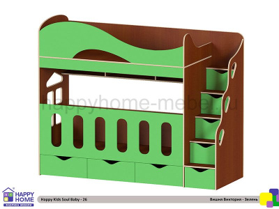 ДЕТСКАЯ ДВУХЪЯРУСНАЯ КРОВАТЬ С БОРТИКАМИ HAPPY KIDS SOUL BABY-26 МДФ 170Х80
