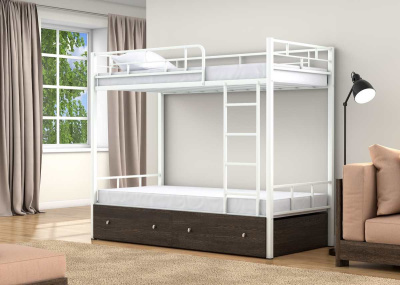 ДВУХЪЯРУСНАЯ МЕТАЛЛИЧЕСКАЯ КРОВАТЬ ВАЛЕНСИЯ 190X90 С ЯЩИКАМИ