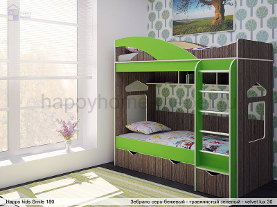 ДВУХЪЯРУСНАЯ КРОВАТЬ HAPPY KIDS SMILE (СМАЙЛ) 180Х80 СМ